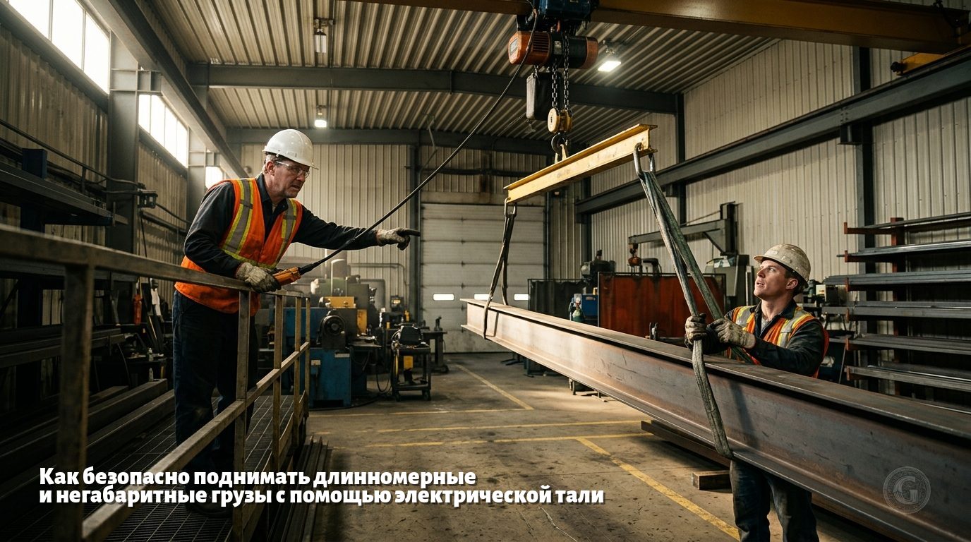 Как безопасно поднимать длинномерные и негабаритные грузы с помощью электрической тали